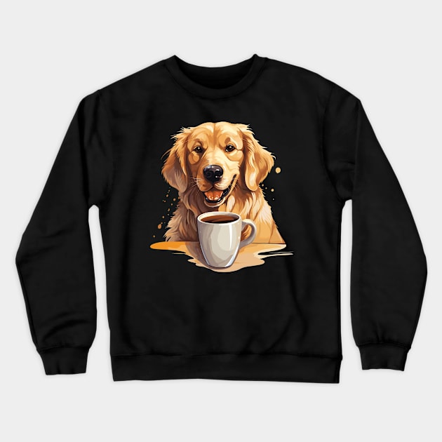 Golden Retriever Drinking Coffee Crewneck Sweatshirt by Graceful Designs